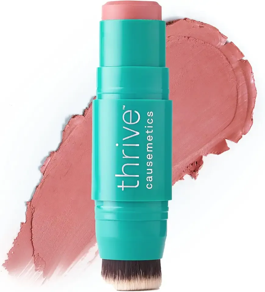 Thrive Causemetics Triple Threat Color Stick: Cream Blush Stick with Vitamin E, Evening Primrose Oil, Waterproof Smudge Proof Face Makeup Formula, Kaisa (Dusty Rose Matte)