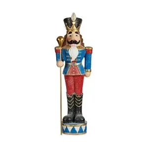 Figura Decorativa Azul Poliresina Cascanueces Luz LED (20 x 92 x 28 cm)
