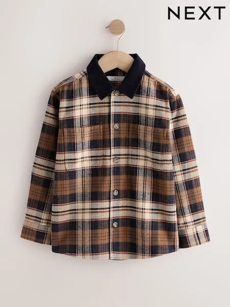 Brown/Navy Check Long Sleeve Check Shirt (3-16yrs)