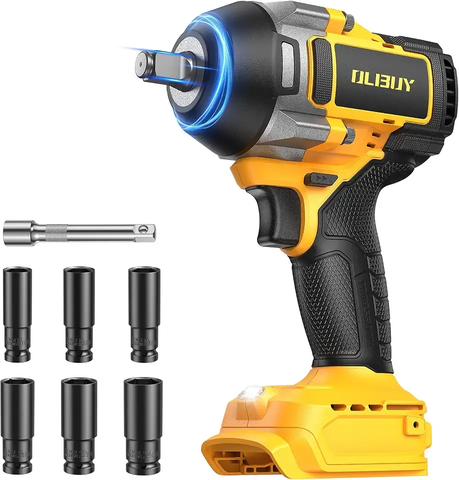 Cordless Impact Wrench for Dewalt 20V Battery, 1106Ft-lbs (1500N.m) 1/2 Electric Impact Driver, 3 Speed High Torque Impact Gun with 6 Sockets, Impact Wrench for Car Home Truck RV Mower (No Battery)