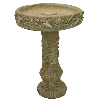27-in H Desert Sand Concrete Complete birdbath