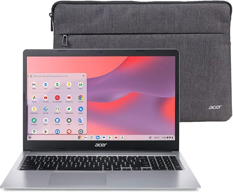 Chromebook 315 CB315-3H-C19A Laptop Intel Celeron N4000 15.6 HD (1366 x 768) Display | 4GB LPDDR4 | 64GB eMMC | Intel Wireless 802.11ac Gigabit Wi-Fi | Chrome OS | Sleeve | Pure Silver