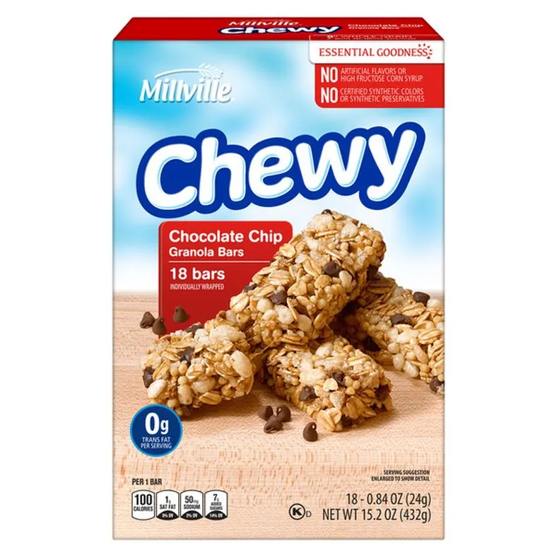 Millville Chocolate Chip Chewy Granola Bars, 18 count