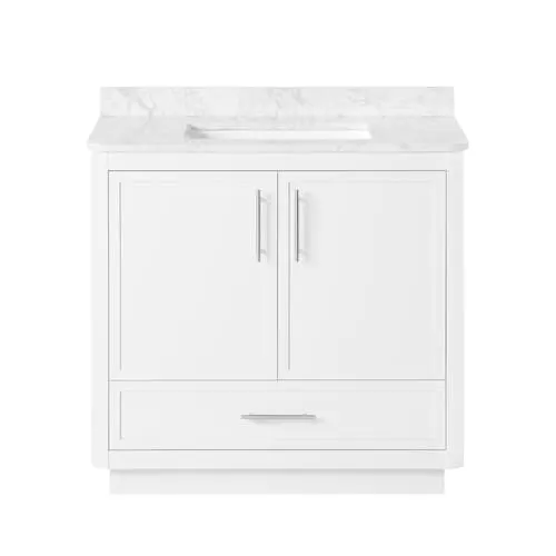 Home Decorators Collection Faraday 36-inch W x 19-inch D White Wood Single Undermount Sink Bathroom Vanity with White Cultured Marble Countertop