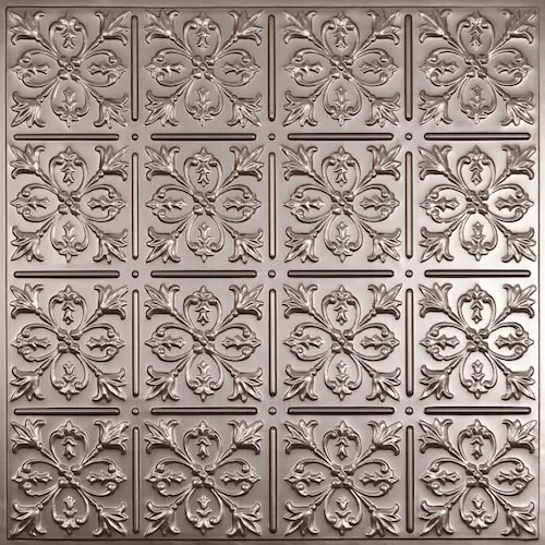 Fleur-de-lis Faux Tin Ceiling Tile, 2 Feet x 2 Feet Lay-in or Glue up