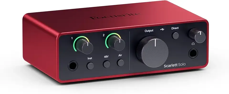 Focusrite Scarlett Solo 4th Gen USB Audio Interface, for the Guitarist, Vocalist, or Producer — High-Fidelity, Studio Quality Recording, and All the Software You Need to Record