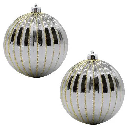 Enchanted Forest® 100mm Silver Concave Shatterproof Ornaments - 2 Pack