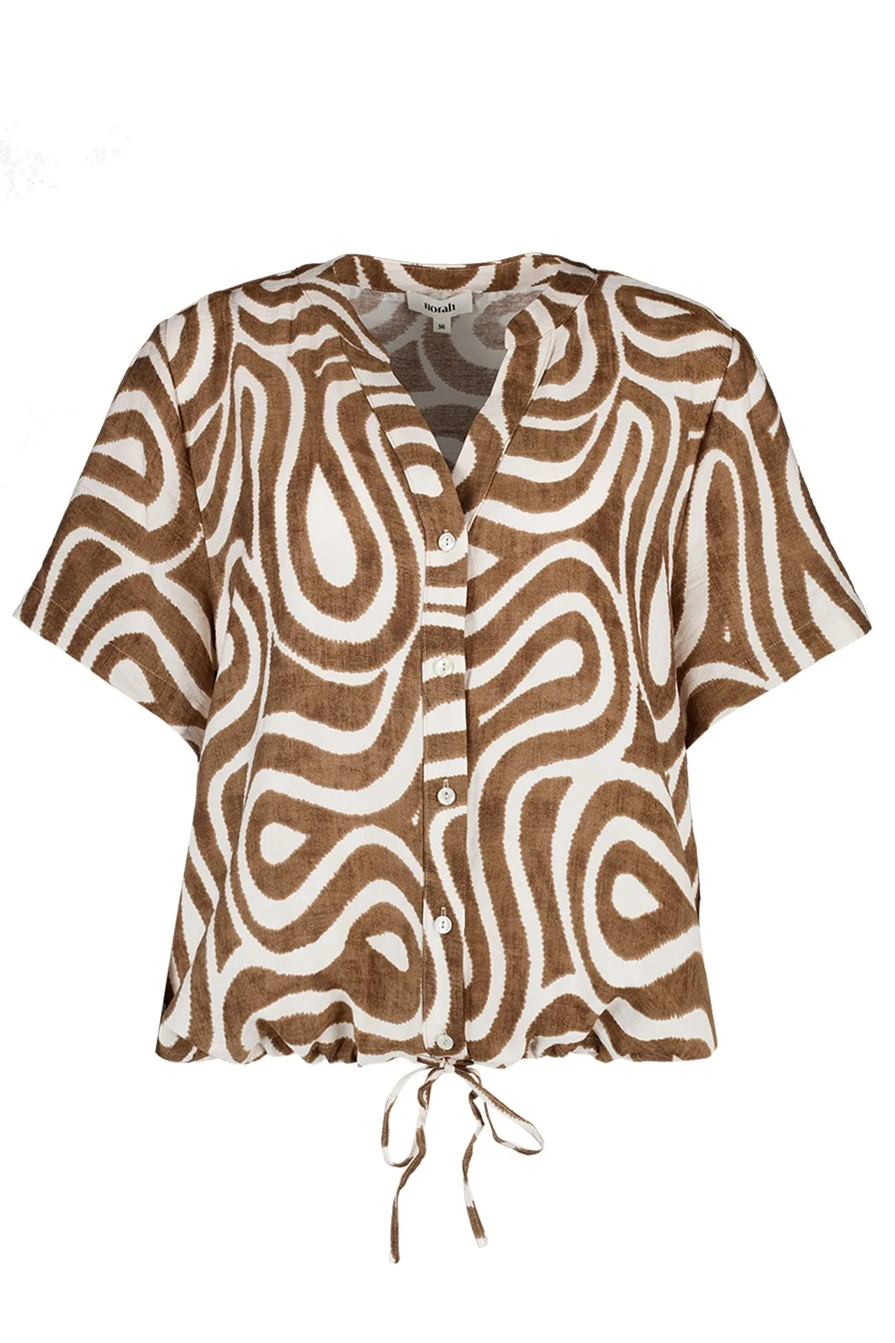 Ecru/bruine blouse met grafische print