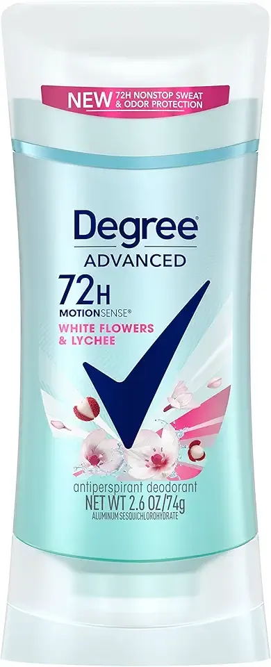 Degree Advanced Protection Antiperspirant Deodorant White Flowers & Lychee for 72-Hour Sweat & Odor Control for Women, with Body Heat Activated Technology, 2.6 oz