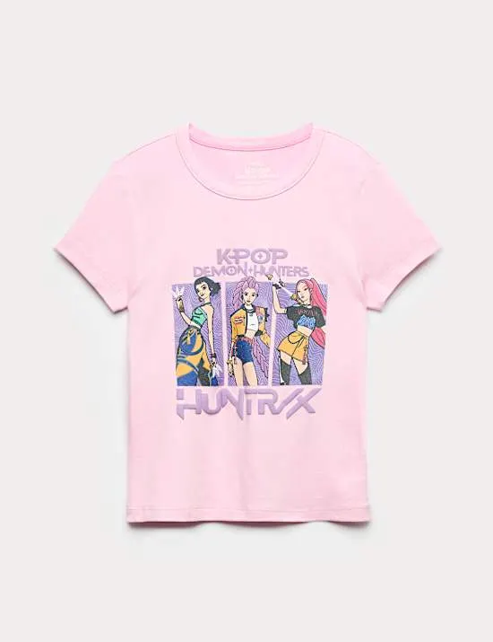 Pure Cotton K-Pop Demon Hunters Fitted Crop Top (6-16 Yrs)