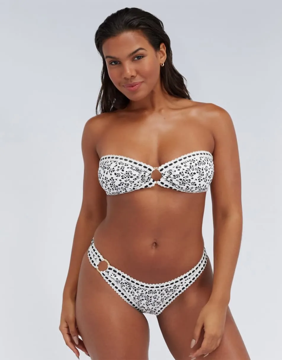 Boux Avenue Samoa brazilian bikini bottoms summer broderie swimwear in ivory mix