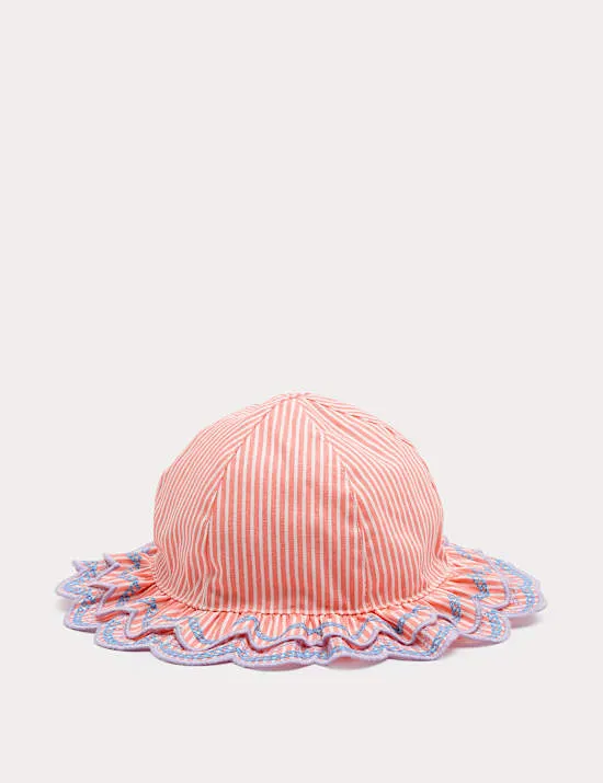 Striped Double Frill Bucket Hat (0-3 Yrs)