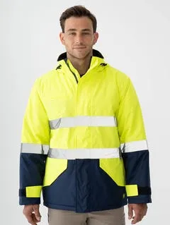Traders 308 Work Quilted Hi Vis Jacket Yellow Navy