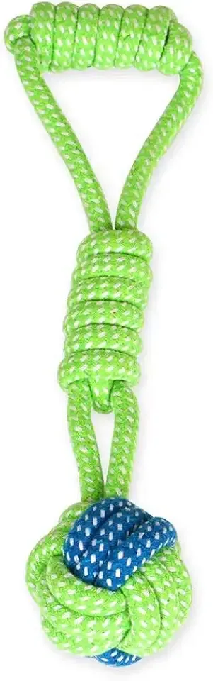 Sunglow Dog Toy Interactive Chewing Rope Ball Toys Natural Cotton Washable Durable Tug of War for Small Medium Dogs Puppies Training Playing Teeth Cleaning (Drop Ball)