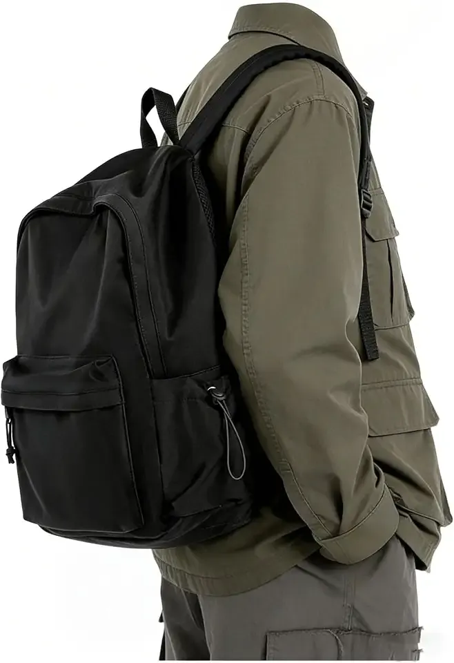 Black School Backpack for Women Men, Middle High School Bag for Girls Boys