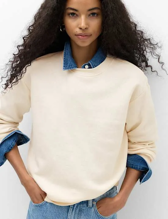 Sweatshirt mit rundem Ausschnitt und hohem Baumwollanteil