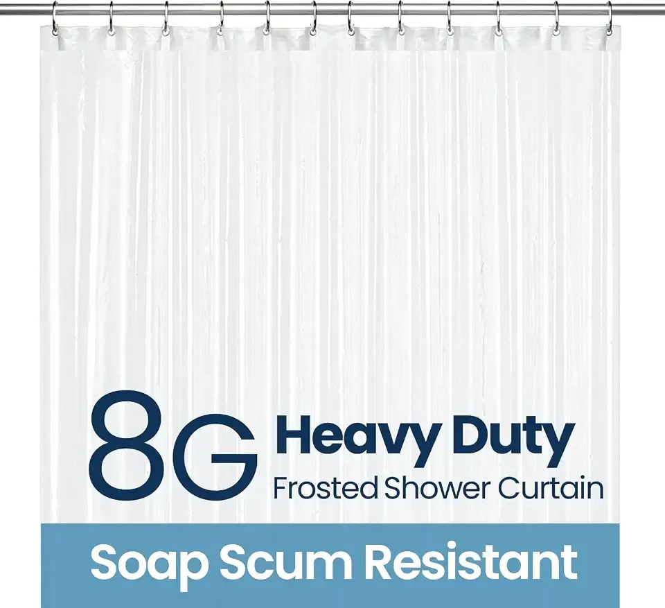 LiBa Shower Curtain PEVA 8G, 72x72 Inch Waterproof Frosted | Non-toxic shower liner, waterproof plastic shower curtain, rust-proof grommets, weighted magnets, bathroom accessories