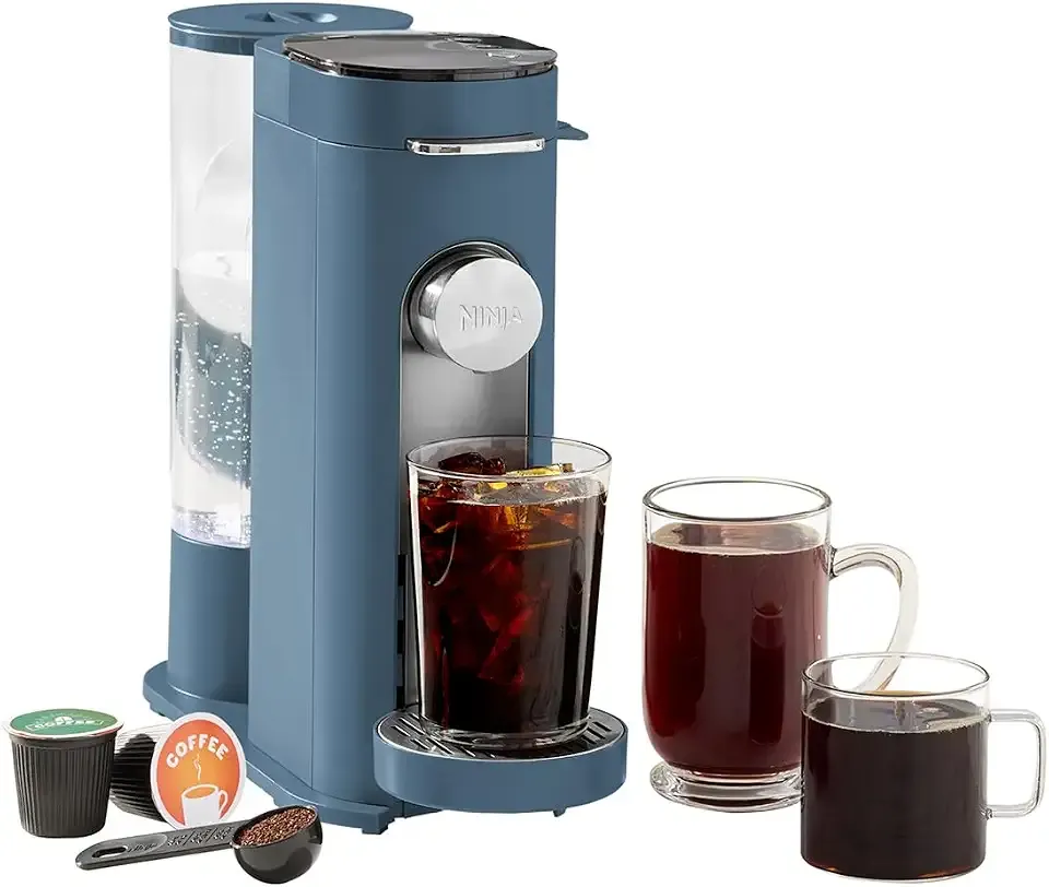 Pods & Grounds Iced Coffee Maker, K-Cup Pod Compatible, Blue, PB041BL