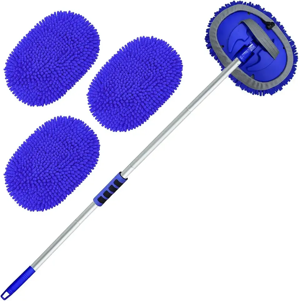 Wontolf Car Wash Kit, 62'' Car Wash Brush with Long Handle, Microfiber Car Wash Mop Mitt Kit Car Detailing Brush for Cars RV Truck Boat