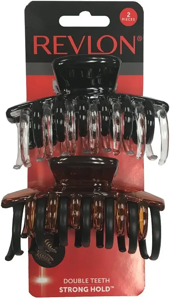Revlon Strong Hold Hair Claw Clips, Brown/Black, 2 Count (Pack of 1)