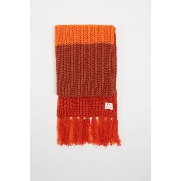 Kids sjaal colourblock kwastjes