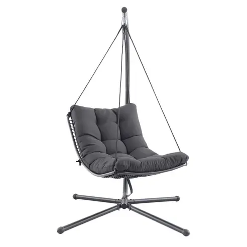 Hängesessel - anthrazit-grau - mit Kissen - Stahlgestell