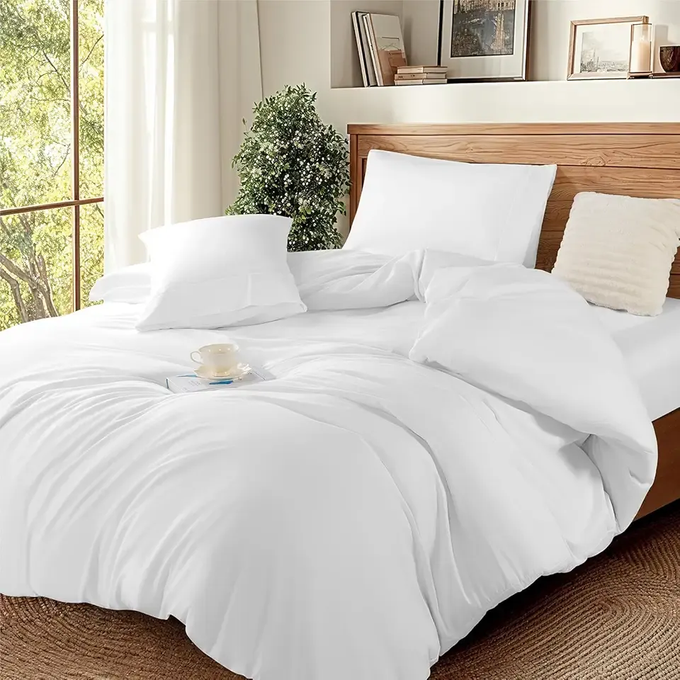 DEITAS 100% Cotton Duvet Covers - 1200 Thread Count, Luxury Egyptian Cotton Comforter Cover, Hotel Bedding Duvet Covers 3 Piece (King,White)