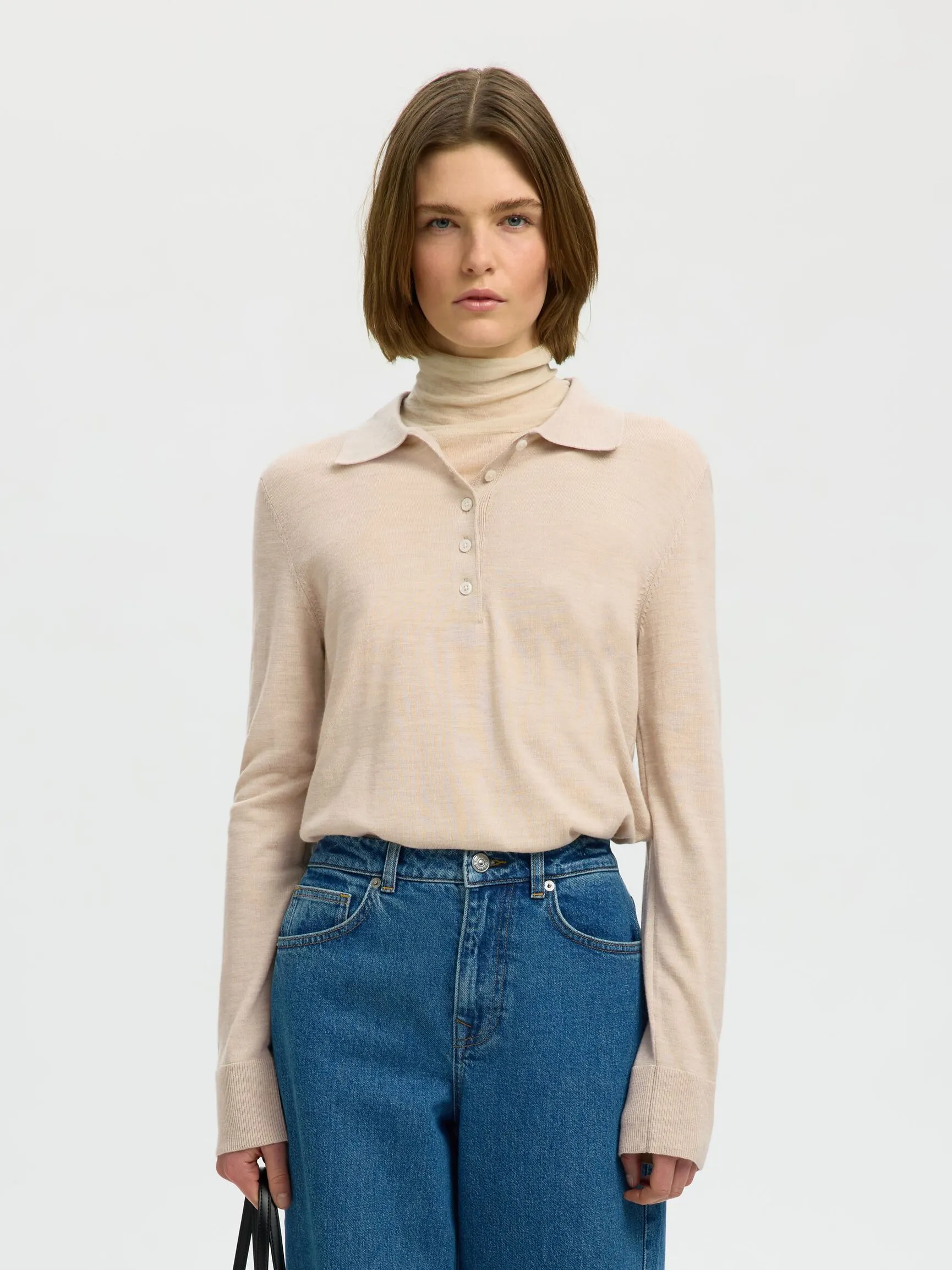 100 % MERINOULL STRIKKET POLOSKJORTE