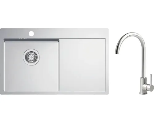 Nerezový dřez s baterií ALVEUS Quarto 30 Satin 780x480x1 mm + baterie Viola SETA22190
