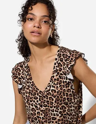 Top - Motivo leopardato - Beige