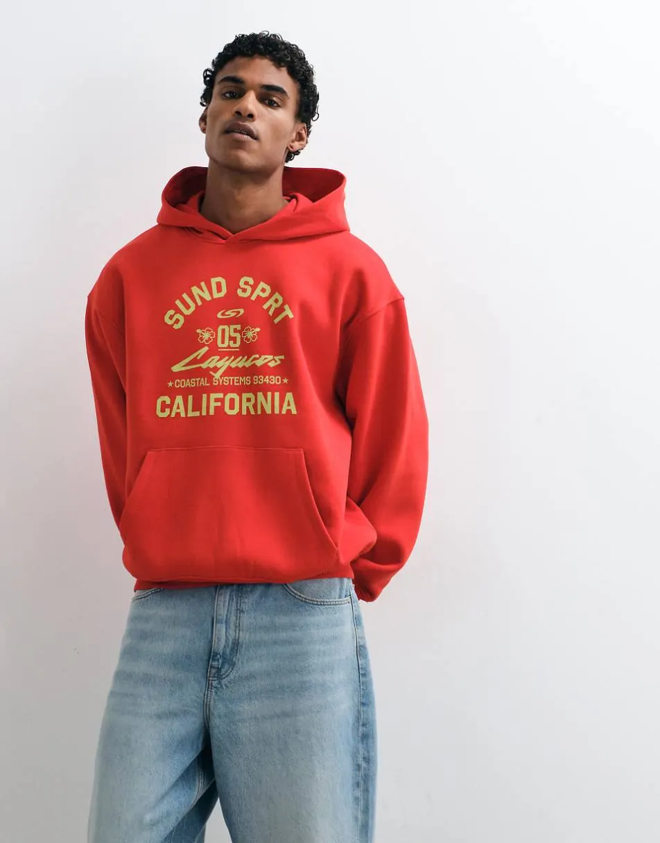 ASOS DESIGN oversized hoodie with front pigment print in red