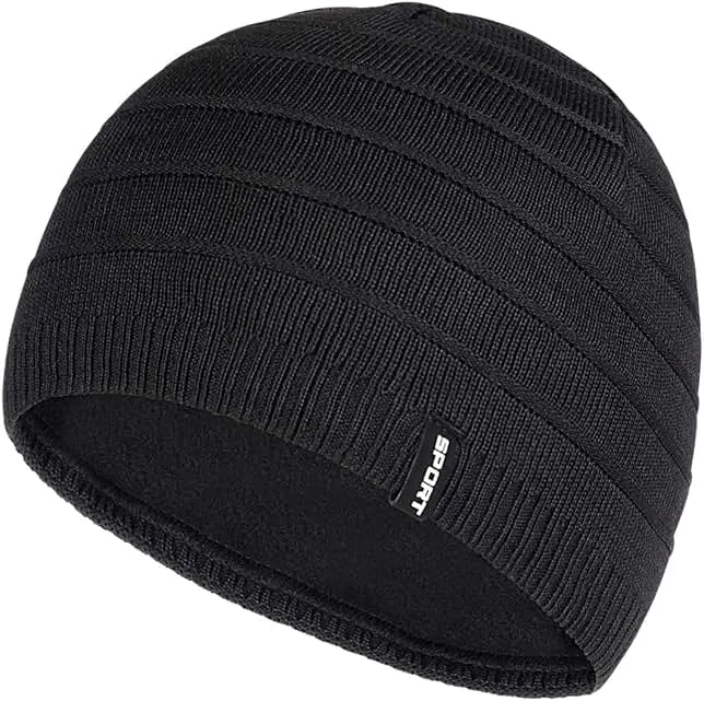 Bodvera Mens Winter Beanie Hat Warm Knit Cuffed Plain Toboggan Ski Skull Cap (3 Patterns)