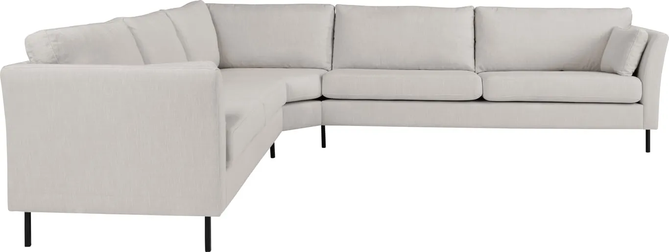 Sone høy hjørnesofa Modulsofa. 2,5 seter + stort hjørne + 3 seter i stoff Lava beige, armlene W5, med dun i ryggputer.