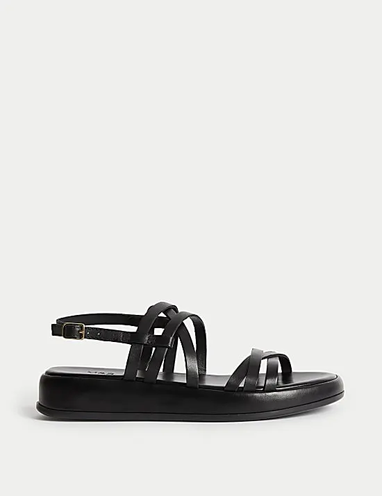 Leather Strappy Flatform Sandals