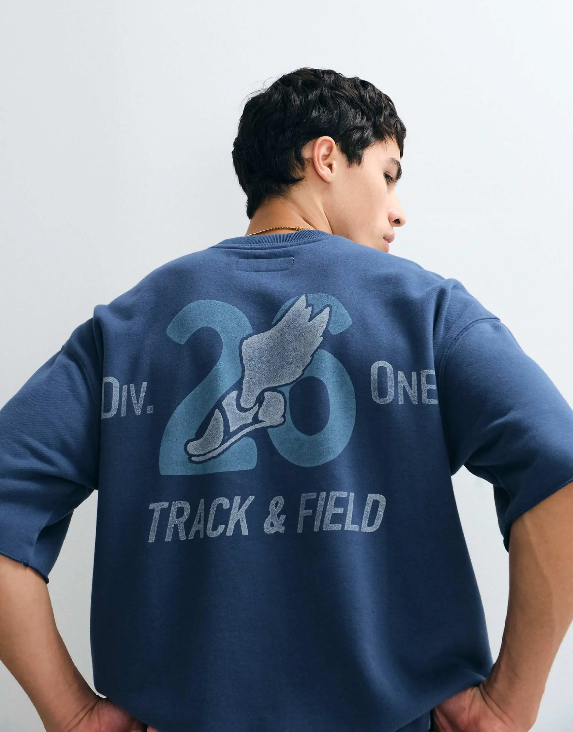Hollister sport back graphic oversized t-shirt in blue