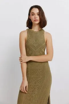 Vestido midi pointelle