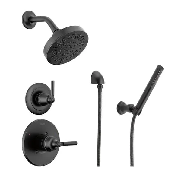 Delta Saylor 5-​Spray Dual Wall Mount Fixed and Handheld Shower Head 1.​75 GPM in Matte Black