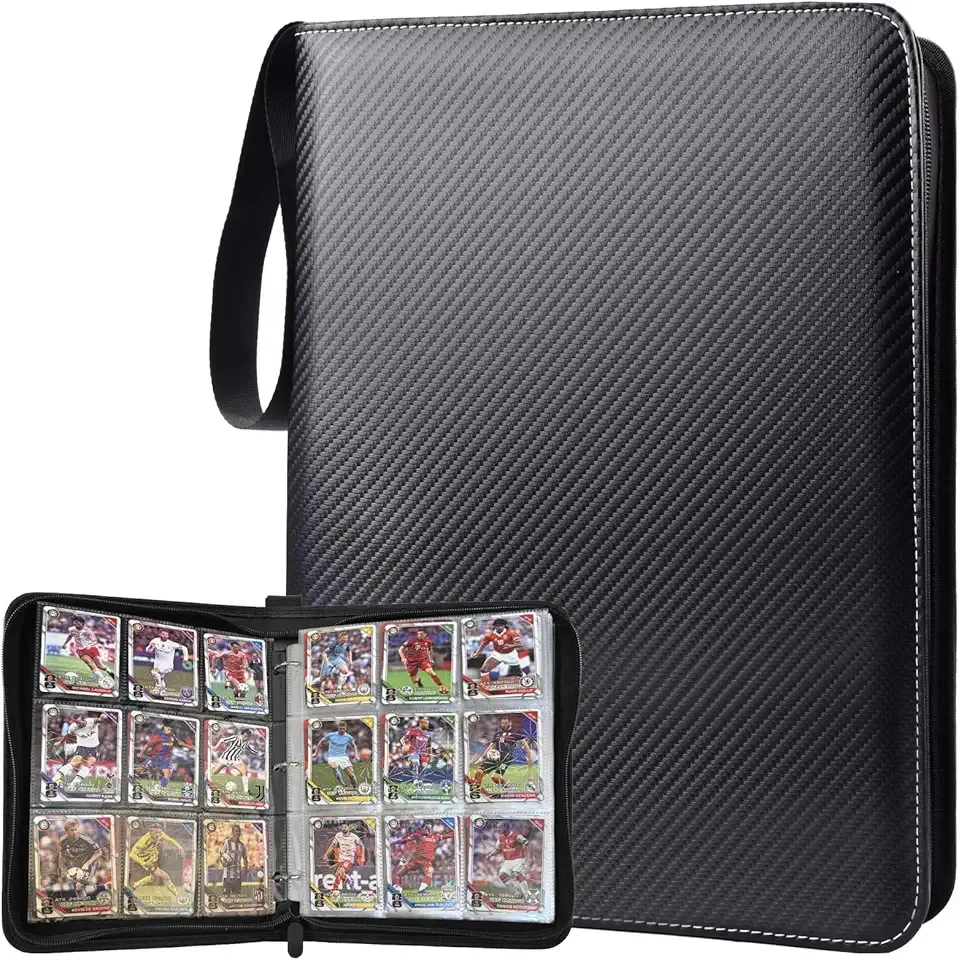 Portable 9-Pocket Trading Card Binder, Holds 1080 Cards with 60 Removable Double-Sided Sleeves, Baseball Card Binder Card Storage Organizer Album for Boys, Girls, Sports & Game Cards