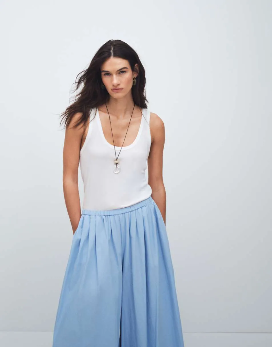 ASOS DESIGN sheer loose fit scoop neck vest in cream