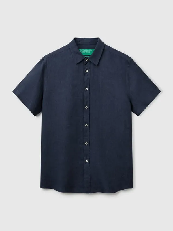 Short sleeve shirt in pure linen