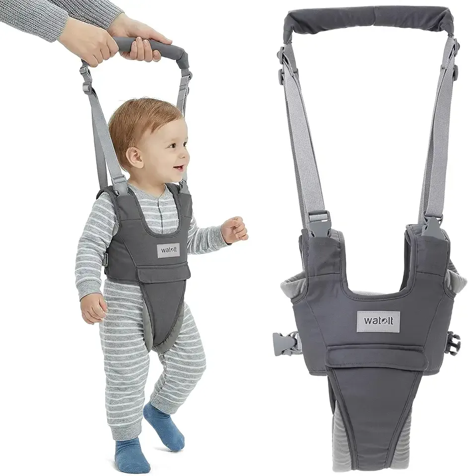 Baby Walking Helper Harness - Help Toddlers Learn to Walk Stand Up with Adjustable Handheld Walker - Learning Assistance Safety Belt Harness Support for Babies 6 to 24 Months (Grey)