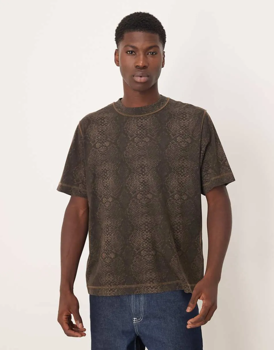 Abercrombie & Fitch oversized t-shirt in washed snake print