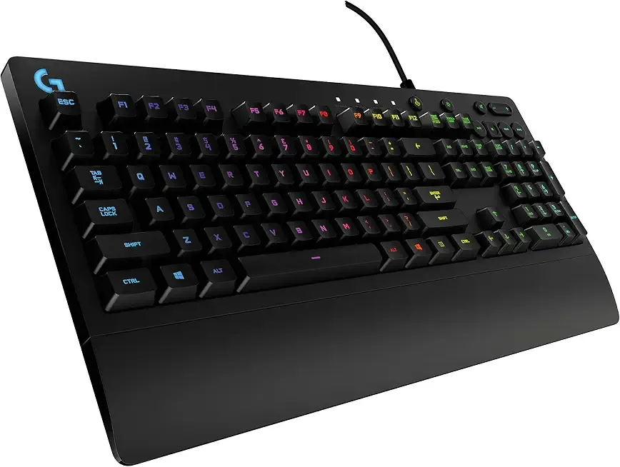 Logitech G213 Prodigy Wired RGB Gaming Keyboard - Black | Mech-Dome Keys, Palm Rest, Adjustable Feet, Media Controls, LIGHTSYNC RGB, USB, Compatible with Windows