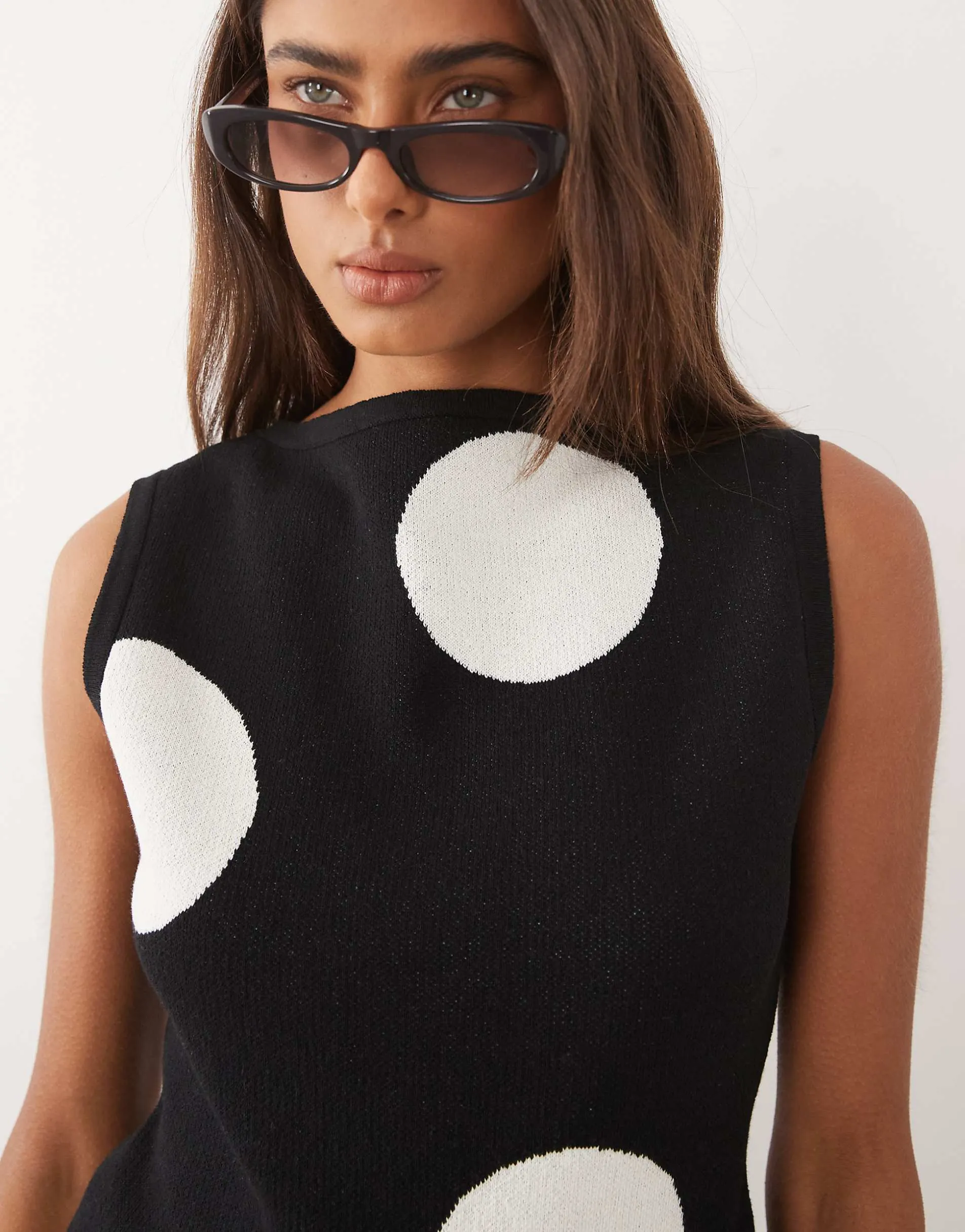 ASOS DESIGN knitted asymmetric top co-ord in polka dot