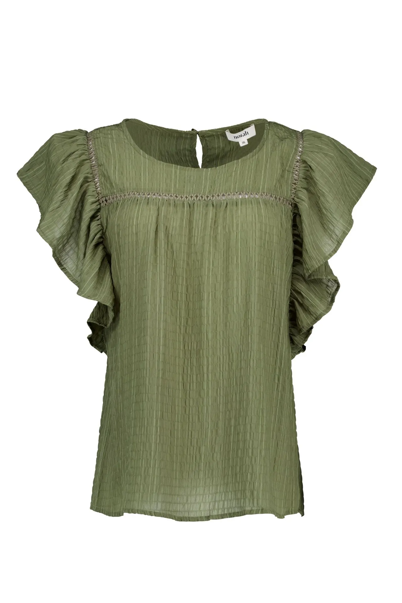 Groene blouse met volantmouwen