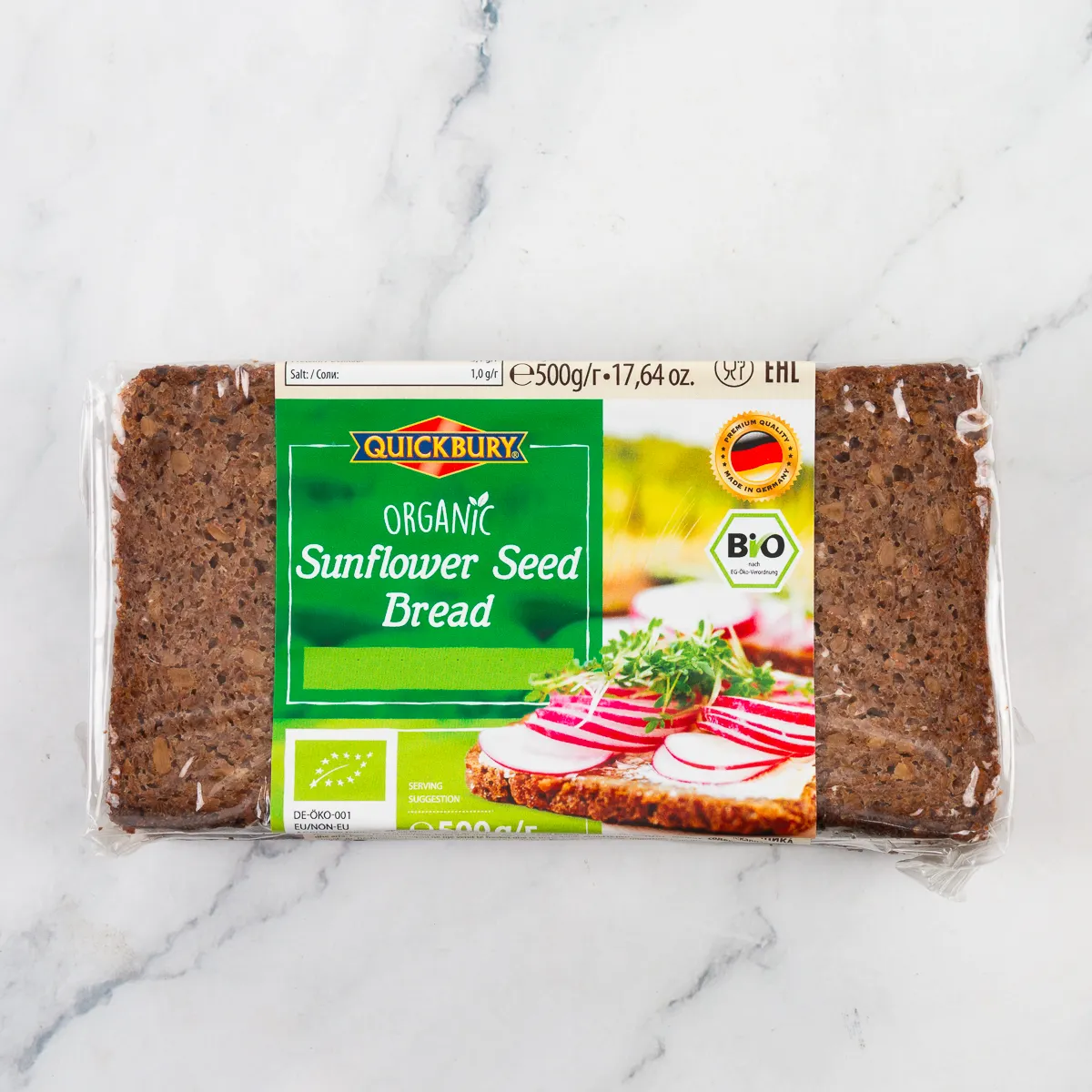 quickbury organic sunflower seed bread 500g