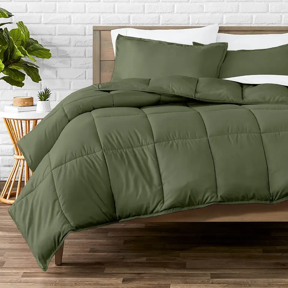 Bare Home Queen Comforter Set - 1800 Ultra Soft (Queen, Cypress Green) | All-Season, Breathable, Hypoallergenic, Premium 1800, Warm, Cozy
