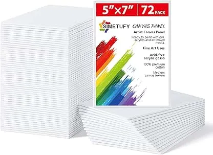 Simetufy 72 Pack Small Canvas Boards for Painting 5 x 7 inch,…