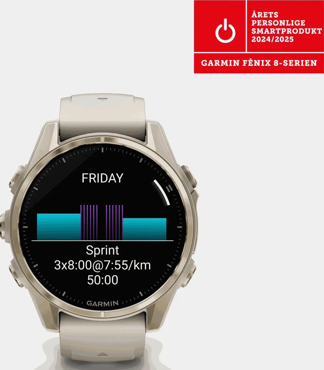 fenix 8 – 43 mm, AMOLED, Sapphire, smartklokke - Gull