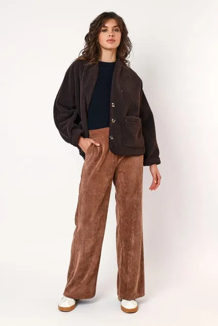 Corduroy broek met knop en elastiek